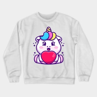 Cute baby unicorn cartoon with love Crewneck Sweatshirt